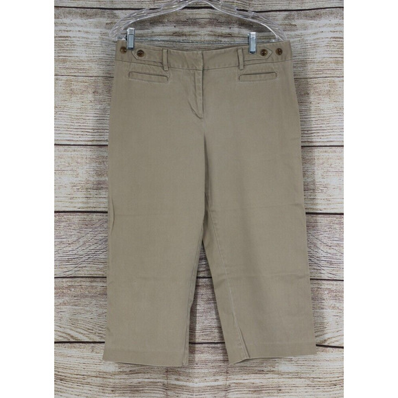 VINTAGE George Womens Wide Leg High Rise Cropped Pants Size 10 Khakis - Picture 1 of 11